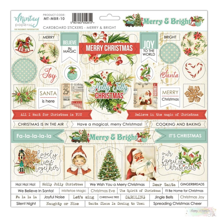 Stickers made of cardboard on an adhesive basis Mintay Papers "Merry & Bright", size 30x30 cm, 500 gr/m2