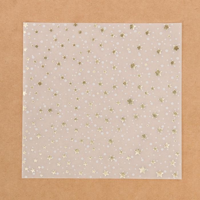 Decorative tracing paper with gold foil "Stars", size 15X15, 1 sheet