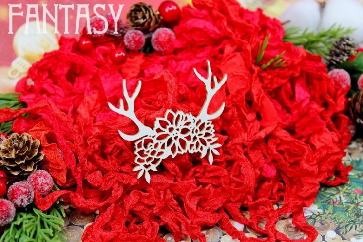 Chipboard Fantasy "Wreath with deer antlers 1659" size 5.5*6cm