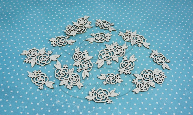 Chipboard Needlework "Roses 1B", size from 2.5 to 4.5 cm