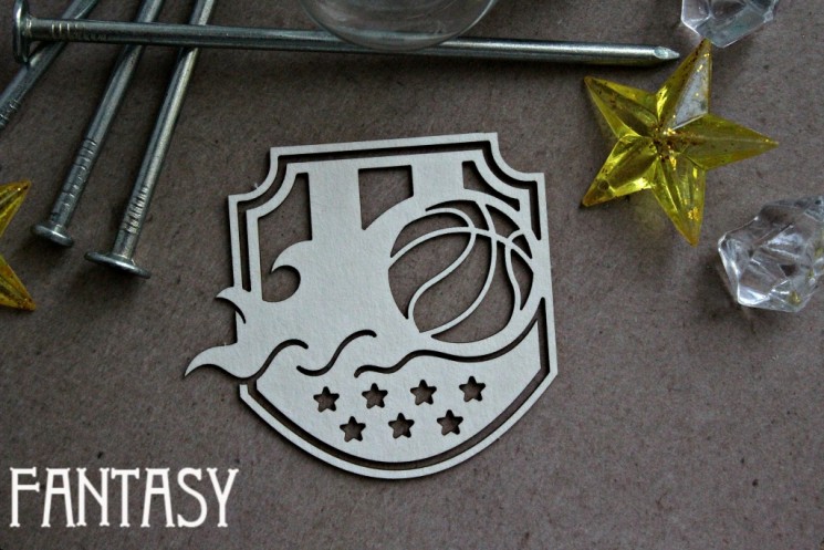 Fantasy Chipboard "Basketball Emblem 1054" size 6.9*6.3 cm