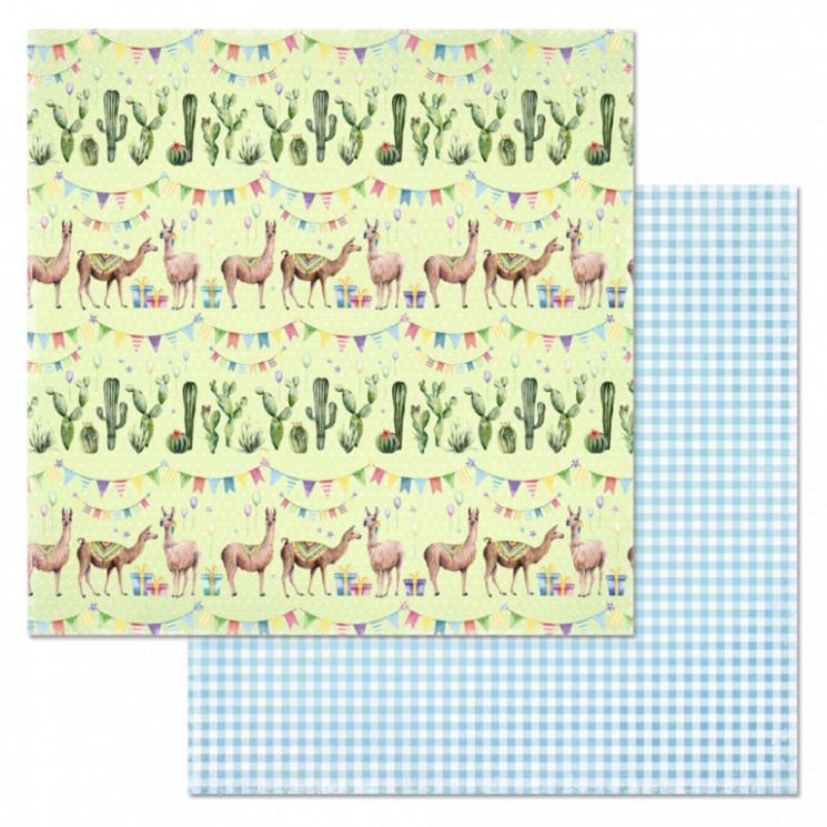 A double-sided sheet of ScrapMania paper " Llamas. Everything for you", size 30x30 cm, 180 g/m2