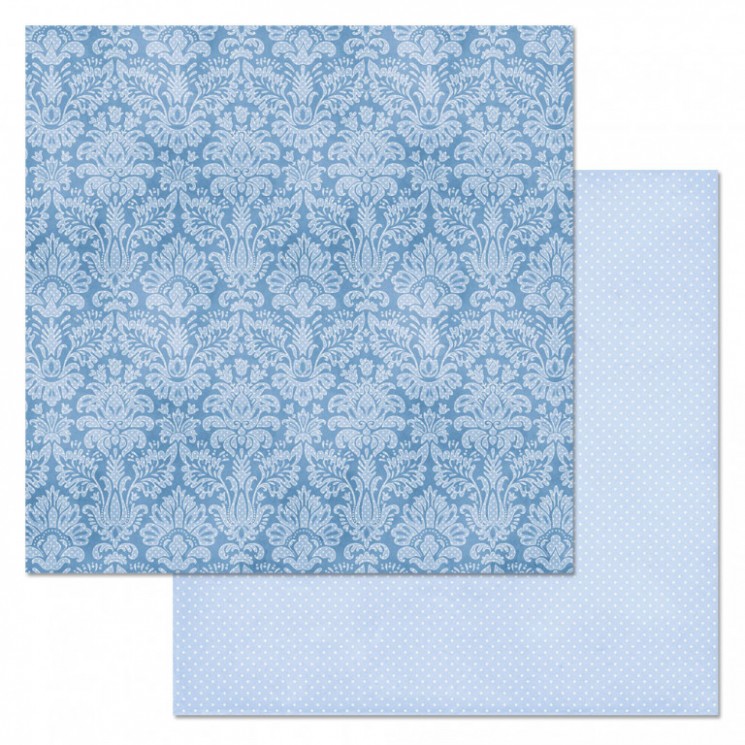 Double-sided sheet of ScrapMania paper " Phonomix. Blue. Gzhel", size 30x30 cm, 180 g/m2