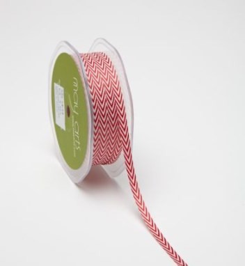 Twill ribbon chevron "Red", width 0.8 cm, length 1 m