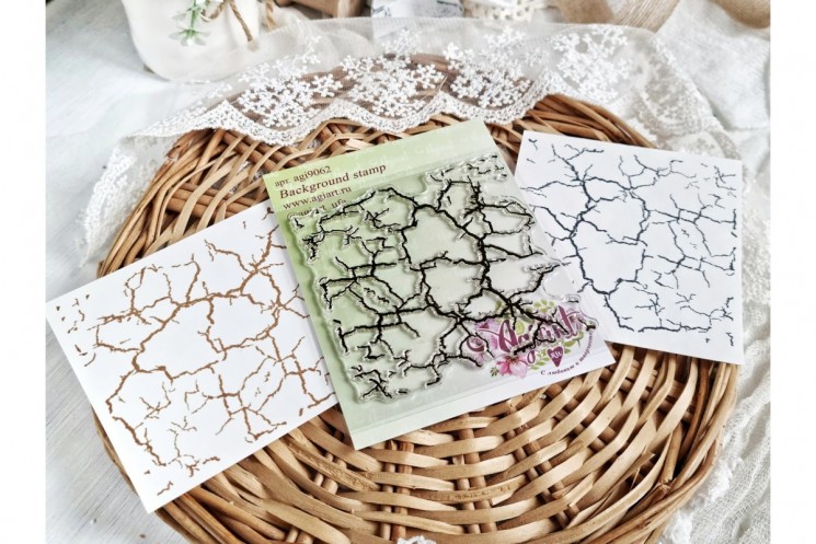Штамп фоновый "Кракелюр" от AgiArt, размер 93*93 mm