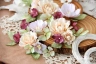 Набор цветов из ткани ручной работы Rosalina "На седьмом небе", 20 цветочков + 8 листочков, размер от 2 см до 4.5 см