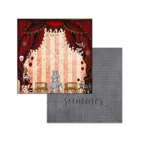 Double-sided sheet of paper Circus Summer studio "The show" size 30.5*30.5 cm, 250g