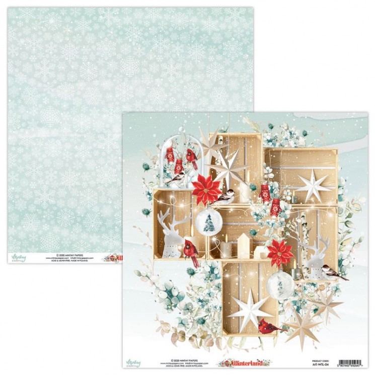 Double-sided sheet of Mintay Papers "Winterland No. 4", size 30. 5X30. 5 cm, density 250 g/m2