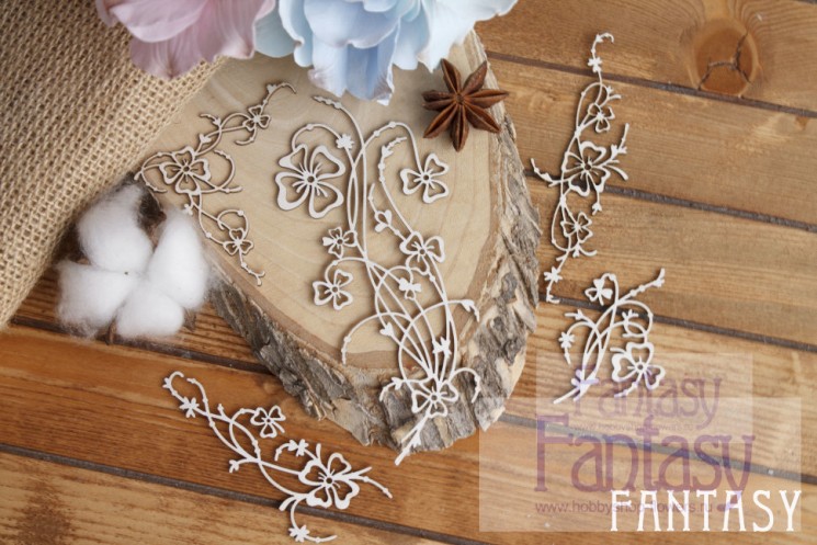 Chipboard Fantasy "Clover set" 5 pcs size from 5. 7x3. 5 cm to 5. 5x12 cm