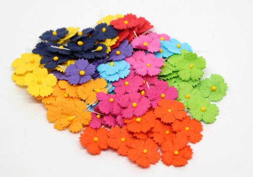 Small flowers "Bright mix With a ZIGZAG EDGE", size 2 cm, 10 pcs