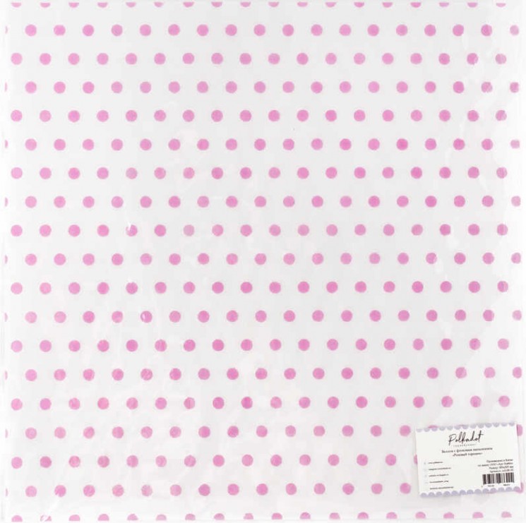 Vellum with Polkadot "Pink polka dots" flock coating, 1 piece, size 30X30 cm