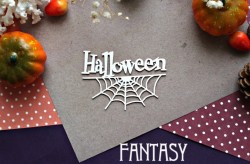 Чипборд Fantasy надпись "Halloween  с паутиной 918" размер 8*5,5 см