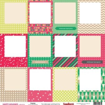 Double-sided sheet of paper Scrapberry's Winter holidays "Frames", size 30x30 cm, 180 g/m2 