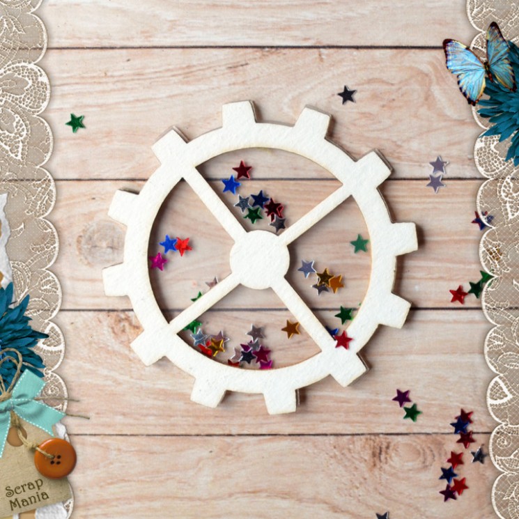 Chipboard " Eternal Wanderers. Shaker. Gear 1 small" (ScrapMania), size 6.5 cm