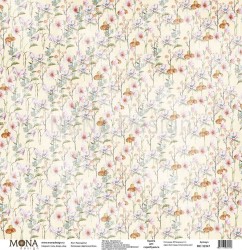 Односторонний лист бумаги MonaDesign Цветочное бохо "Разноцветье" размер 30,5х30,5 см, 190 гр/м2 