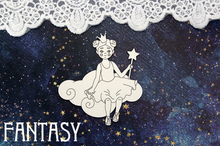 Chipboard Fantasy "Princess on a cloud 1386" size 7.8*7.1 cm