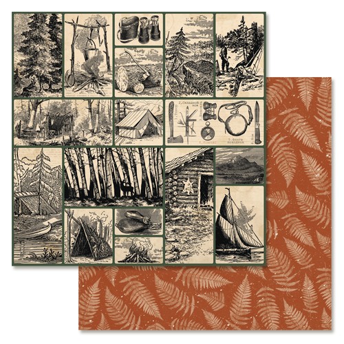 Double-sided sheet of ScrapMania paper " Tourist's Diary. The best frames", size 30x30 cm, 180 g/m2