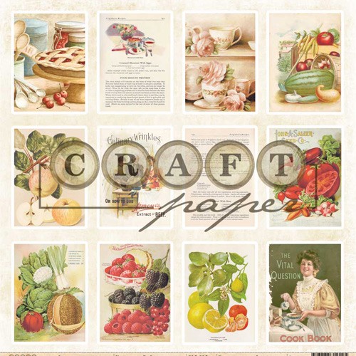 One-sided sheet of paper CraftPaper Favorite recipes "Cards" size 30.5*30.5 cm, 190gr