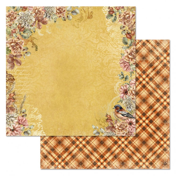 Двусторонний лист бумаги ScrapMania "Щедрая осень. В окружении золота", размер 30х30 см, 180 гр/м2