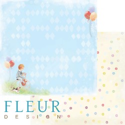 Двусторонний лист бумаги Fleur Design Мальчики "Моменты", размер 30,5х30,5 см, 190 гр/м2