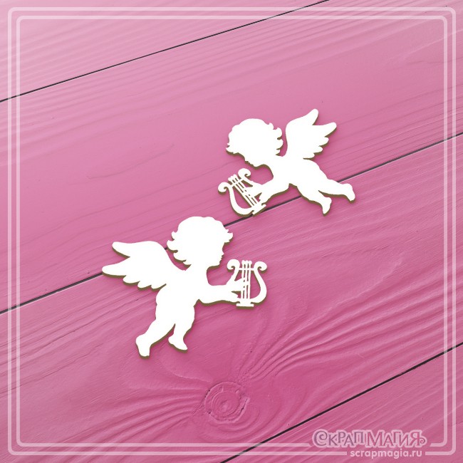 Scrapmagia chipboard set "Angels with lyres", 2 elements