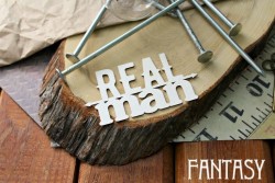 Чипборд Fantasy надпись "Real Man", размер 8,5*5 см