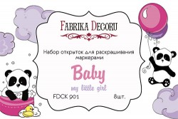 Набор открыток для раскрашивания маркерами Fabrika Decoru "MY LITTLE BABY GIRL", 8 шт, размер 10х15 см