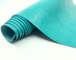 Переплётный кожзам Италия, цвет Водная синь глянец, без текстуры, 50Х35 см, 240 г/м2