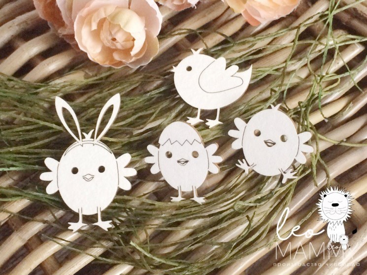 Chipboard LeoMammy "Set of chicks", size from 3 to 5 cm