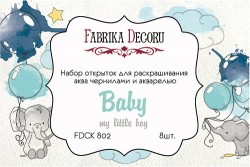 Набор открыток для раскрашивания аква чернилами и акварелью Fabrika Decoru "MY LITTLE BABY BOY", 8 шт, размер 10х15 см