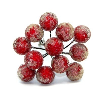 Decorative bouquet Needlework "Sugar red berries" 12pcs, 1.3 cm