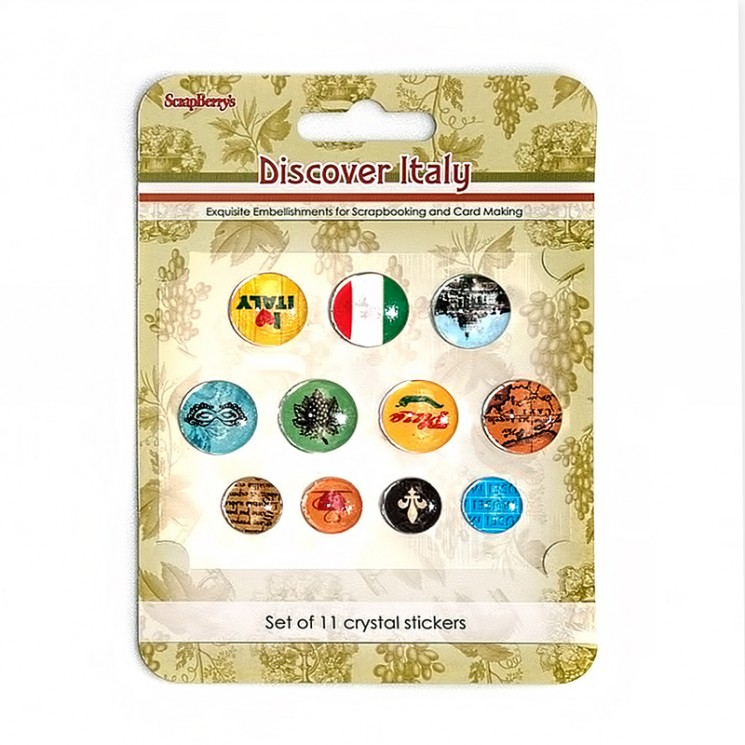 Набор акриловых камней со стикером ScrapBerry's "Итальянские каникулы" 11 элементов