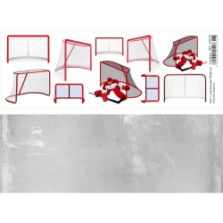 Двусторонний лист с картинками "Хоккей. Ворота", 10х30 см, 180 гр/м2