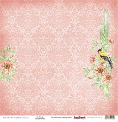 Двусторонний лист бумаги ScrapBerry's Разрисованная Вуаль "Пение птиц", размер 30х30 см, 190 гр/м2