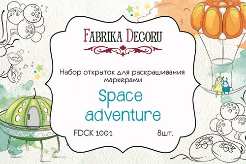 Set of postcards for coloring with markers Fabrika Decoru "Space adventure", 8 pcs, size 10x15 cm