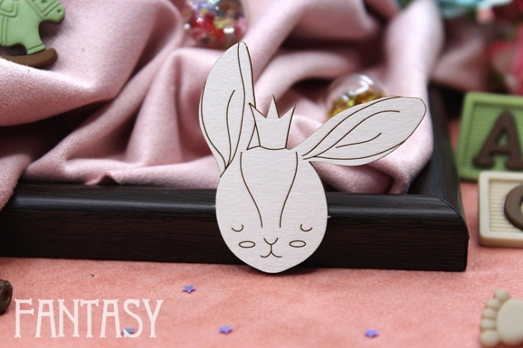 Fantasy chipboard "Rabbit with a crown 2126" size 5*4.7 cm