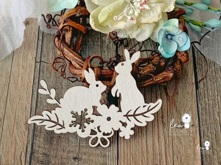 LeoMammy chipboard "Bunnies in a clearing", size 7. 3x5. 4 cm