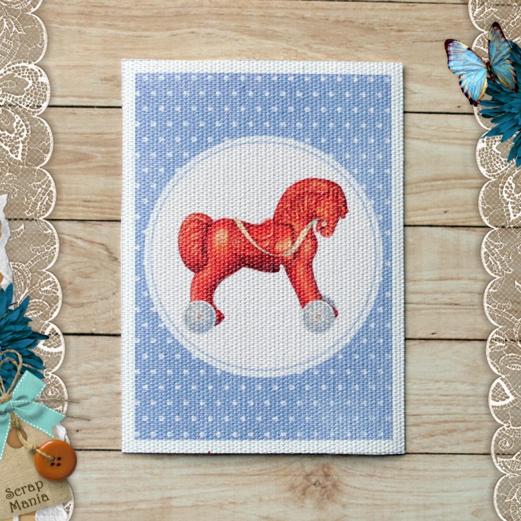 Fabric card "Naughty boy. Horse" size 6.5*9 cm (ScrapMania)