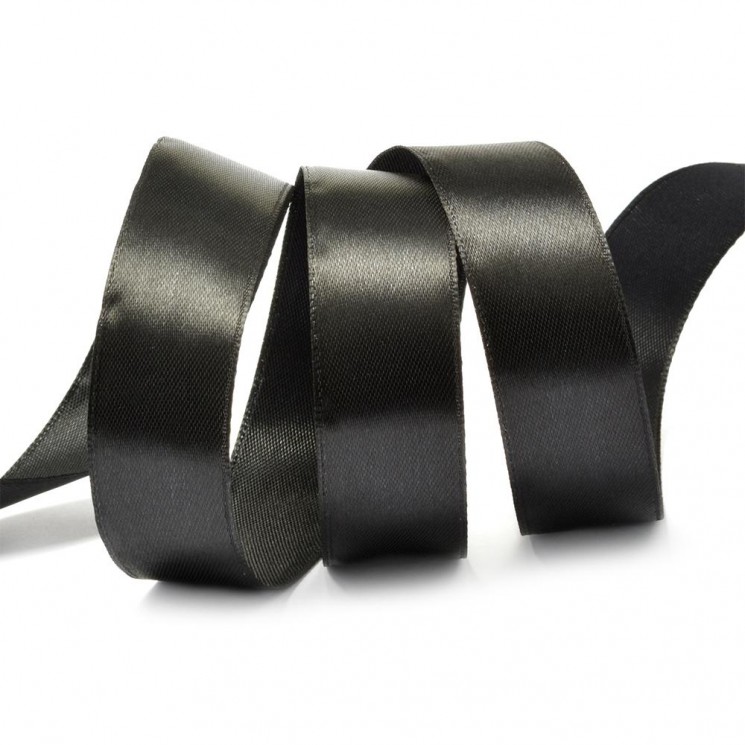 Satin ribbon "Black", width 2.5 cm, length 5.6 m