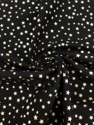 Ткань 100% хлопок Польша "Звезды с глиттером на черном", размер 50Х50 см