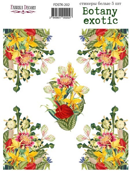 Fabrika Decoru "Botany exotic No.202" sticker set, 5 pcs 
