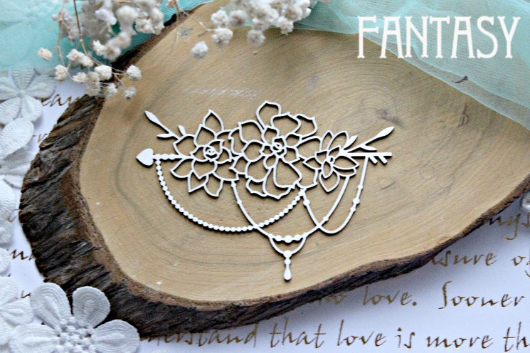 Chipboard Fantasy "Pendant with flowers 777" size 11.2*7.9 cm