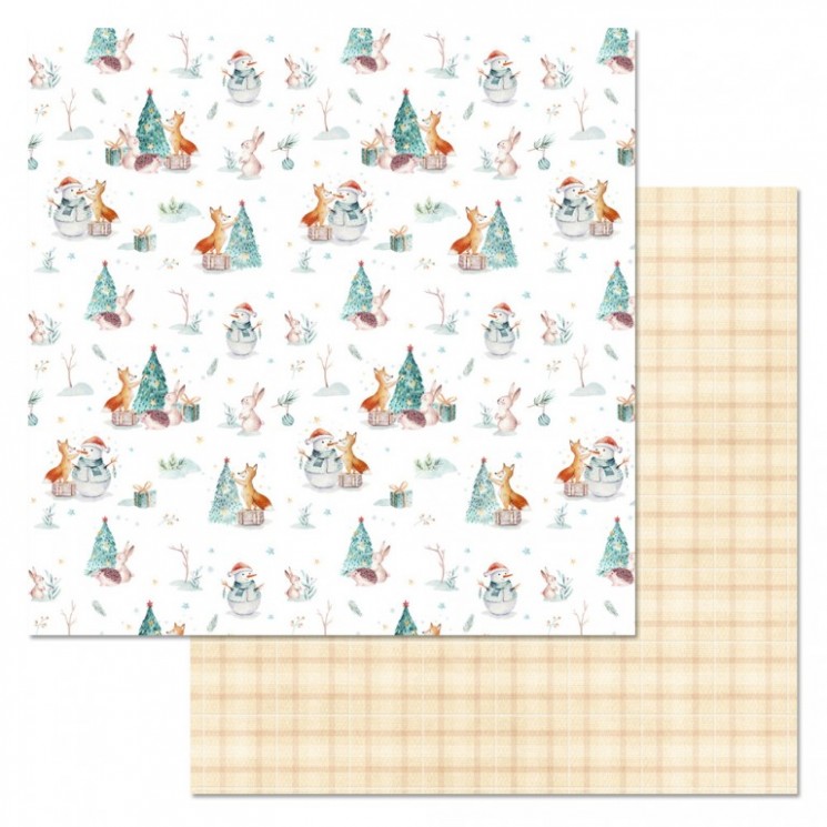 Double-sided sheet of ScrapMania paper "New Year's Ethnika. Our Christmas tree", size 30x30 cm, 180 g/m2