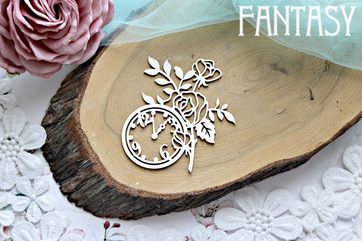 Chipboard Fantasy "Clock with Roses 559" size 7.6*7.3 cm