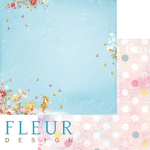 Двусторонний лист бумаги Fleur Design Пупсики "Солнечные зайчики", размер 30,5х30,5 см, 190 гр/м2