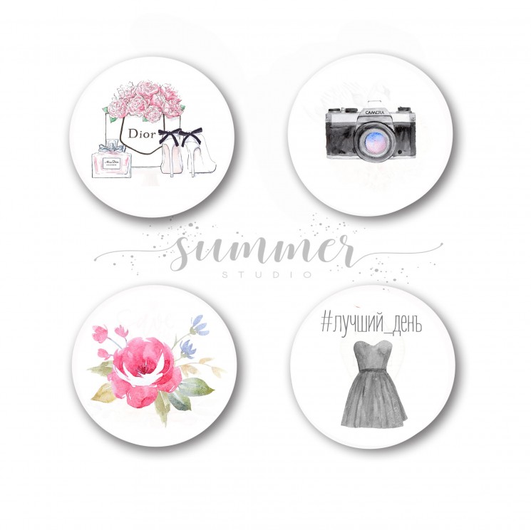 Set of Summer Studio chips "#The best day " size 2.5 cm, 4 pcs
