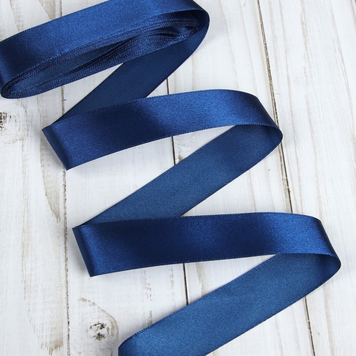 Satin ribbon "Dark blue", width 2.5 cm, length 5.6 m
