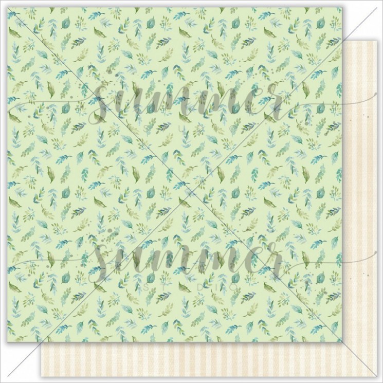 Double-sided sheet of paper Summer Studio Sky swallows "Green dream" size 30.5*30.5 cm, 190gr