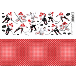 Двусторонний лист с картинками "Хоккей. Основной состав", 10х30 см, 180 гр/м2