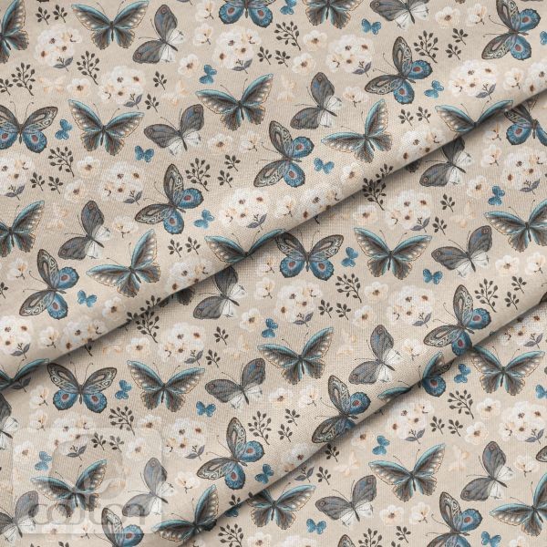 Fabric 100% cotton Poland "Butterfly beige", size 50X50 cm